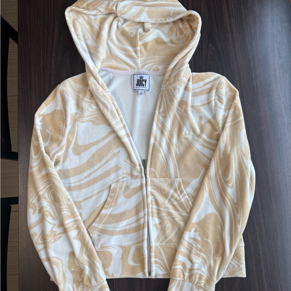 Juicy Couture Tan and Cream Swirl Hoodie
